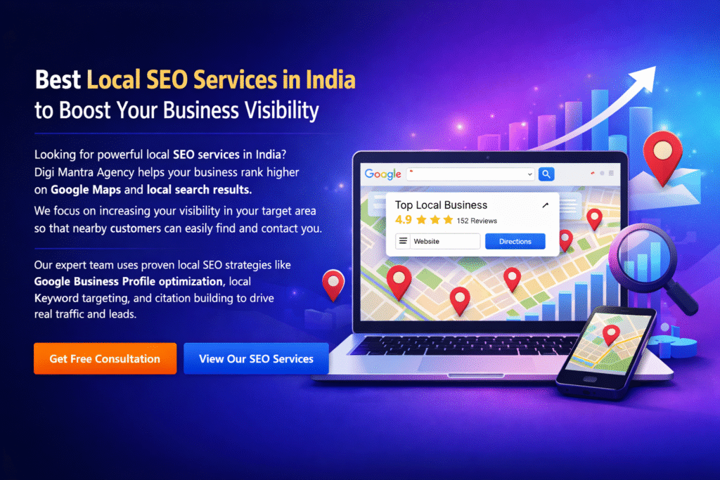 Local SEO services in India by Digi Mantra Agency showing Google Maps ranking and business growth